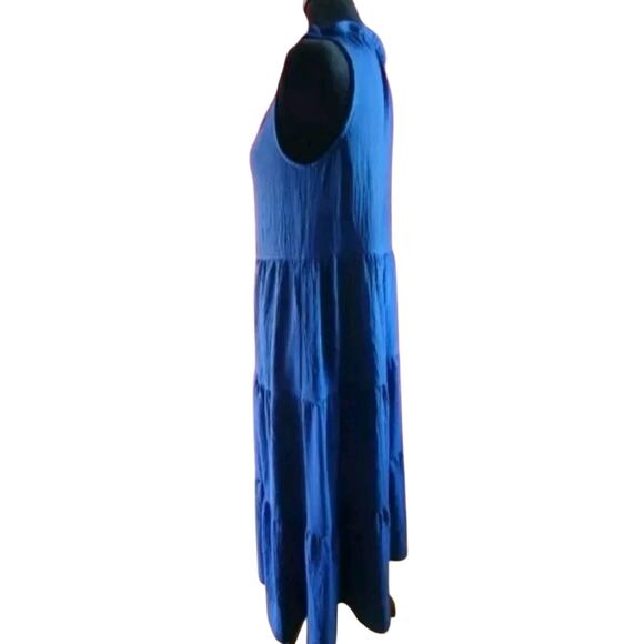Max Studio Cobalt Sleeveless Tiered Shirt Dress Size 1X Boho Lagenlook - Picture 5 of 9